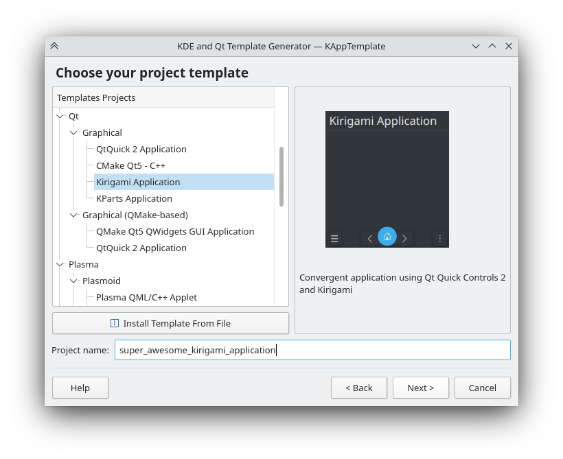 Screenshot of KAppTemplate