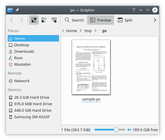 Dolphin with PostScript thumbnail